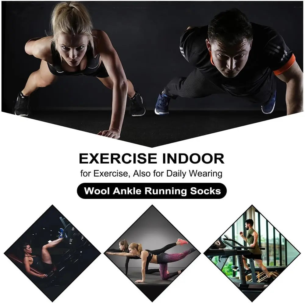 Merino Wool Compression Support Ankle Running Hiking Socks for Men Women Soft Thick Cushion Tab Socks 3 Pairs