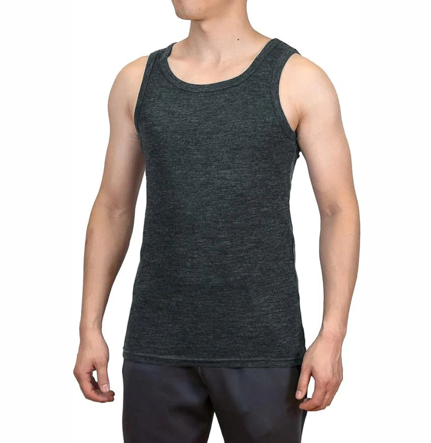 Mens Merino Wool Tank Top 100% Merino Wool Sleeveless Undershirt Moisture Wicking Breathable Anti-Odor Lightweight Base Layer