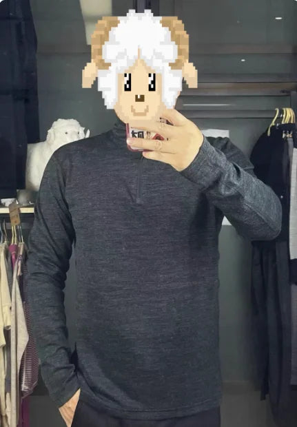 Merino Wool Men Base Layer Top 50% Merino Fit Long Sleeve Shirt 180G Lightweight Underwear Active Half Zip Sweater Quick-Dry