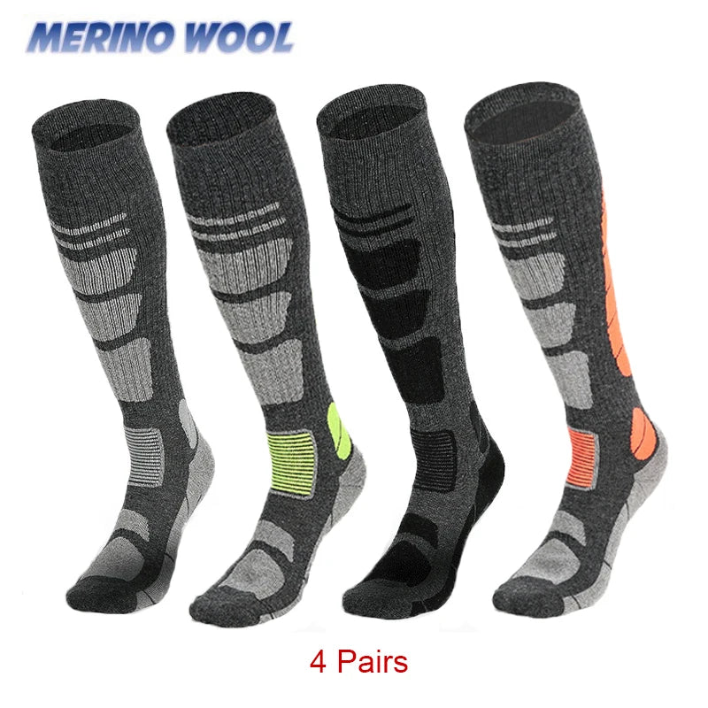 Unisex Ski Socks Merino Wool Socks Warm Compression Long Sock For Men Women Knee High Winter Hiking Snowboarding Sports Socks