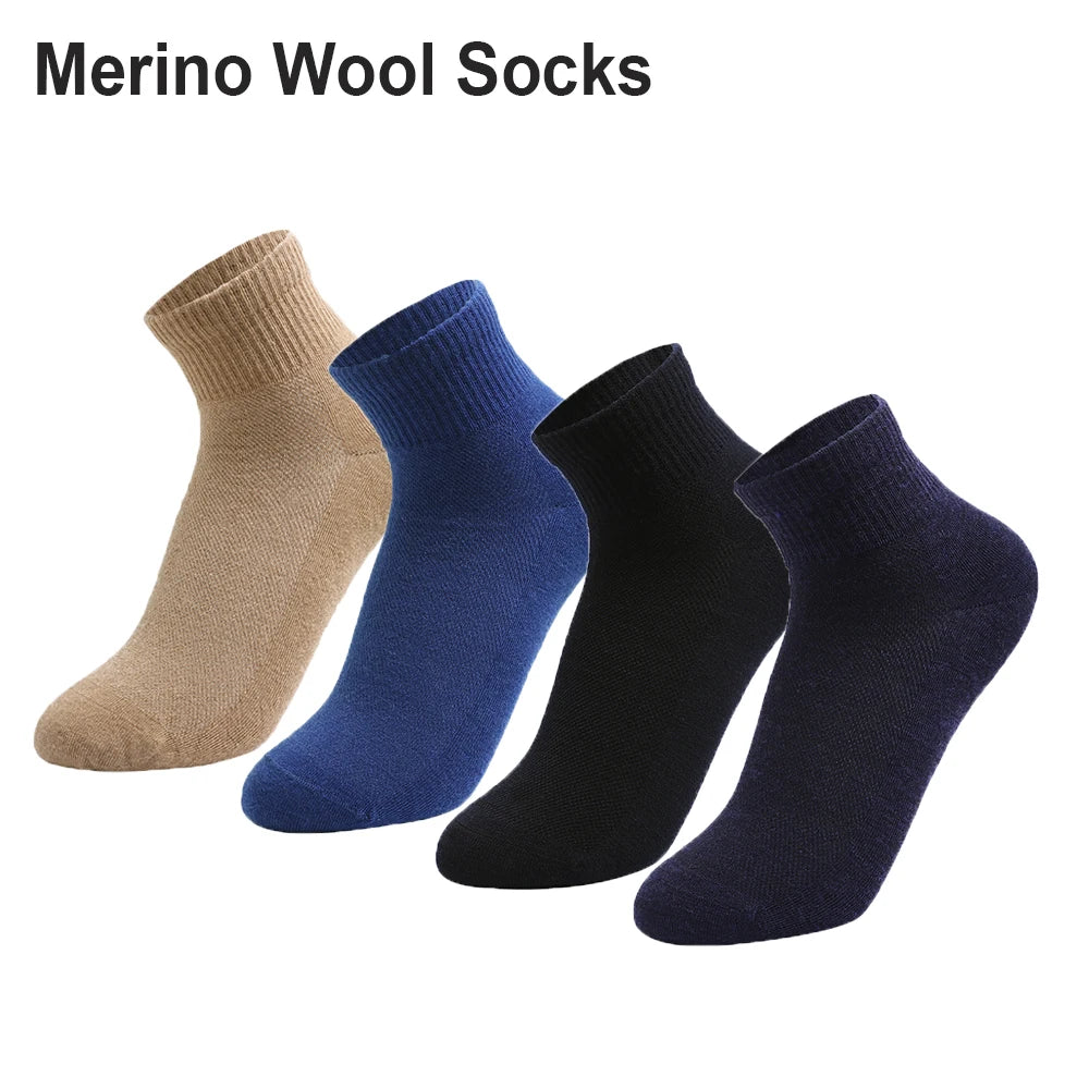 4 Pairs Men Women Merino Wool Socks Light Low Cut Sock Merino Wool Breathable Comfort Fit Thin for Running Cycling Ski Socks