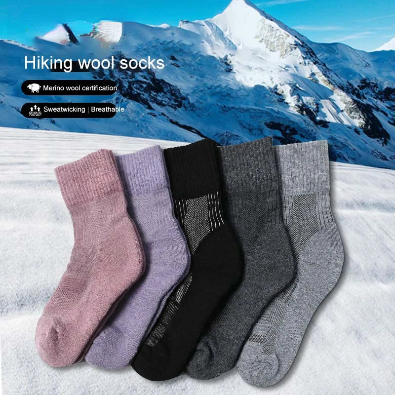 2 Pairs Merino Wool Hiking Socks Men Women Merino Wool Thin Sports Trekking Running Socks Lightweight Breathable Anti-odour Soft