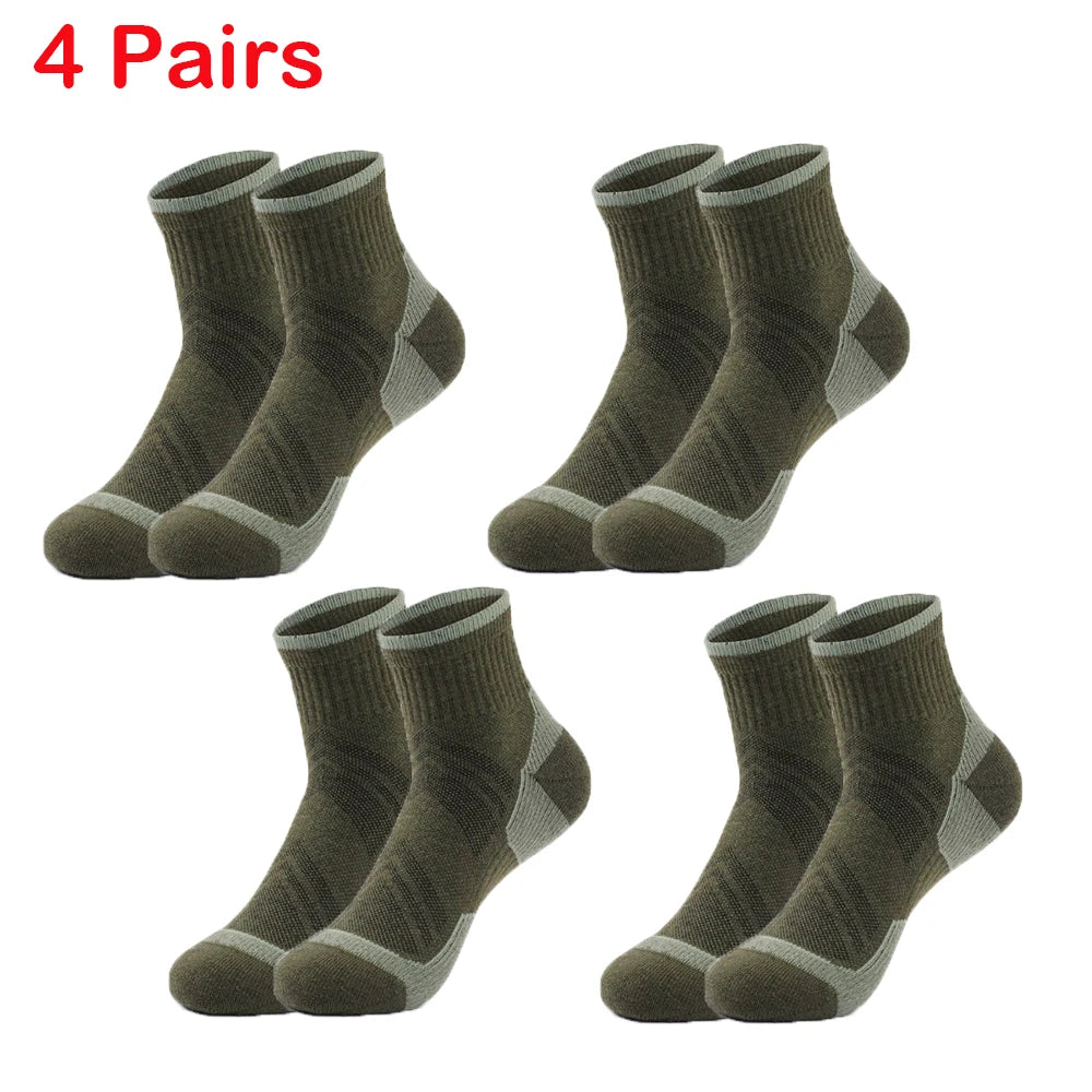4 Pairs Merino Wool Ankle Socks Running Compression Support Thick Cushion Hiking Socks for Women Men Anti-Blister Breathable