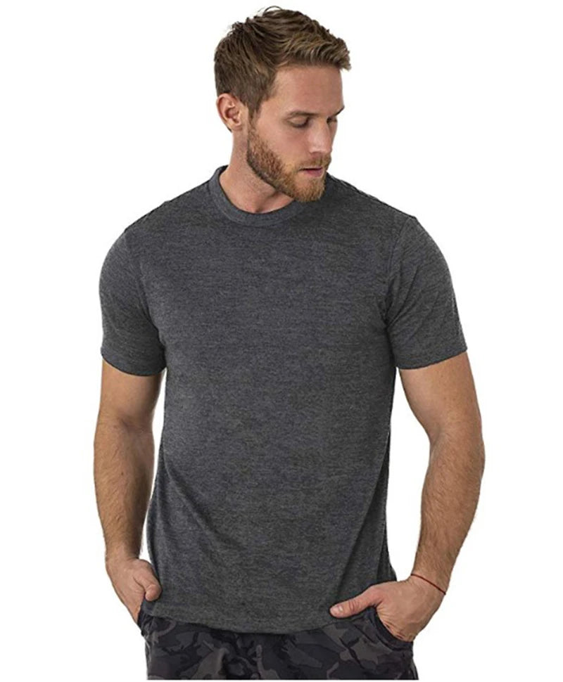 Men's Merino Wool T Shirt Base Layer Wool Tee Men 100% Merino Wool Shirt Top 200G Wicking Breathable Quick Anti-Odor Size S-XXL