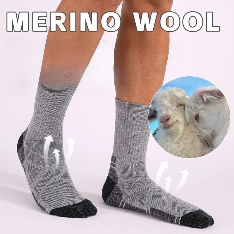 4 Pairs Merino Wool Hiking Crew Socks for Men Women Soft Lightweight Merino Wool Sports Socks Cushioned Anti-Blister Breathable