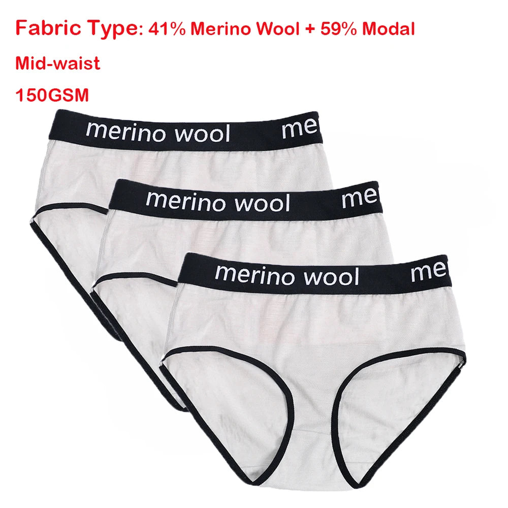 100% Merino Wool Bikini Briefs Womens 150G Merino Wool Underwear Ultralight Sports Panties Soft Wicking Breathable Anti-Odor