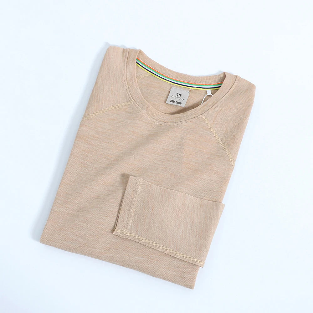 Women's 100% Merino Wool Base Layer Shirt 17.5Micro Merino Wool Thermal Underwear Long Sleeve Shirts Wicking Anti-Odor 210G