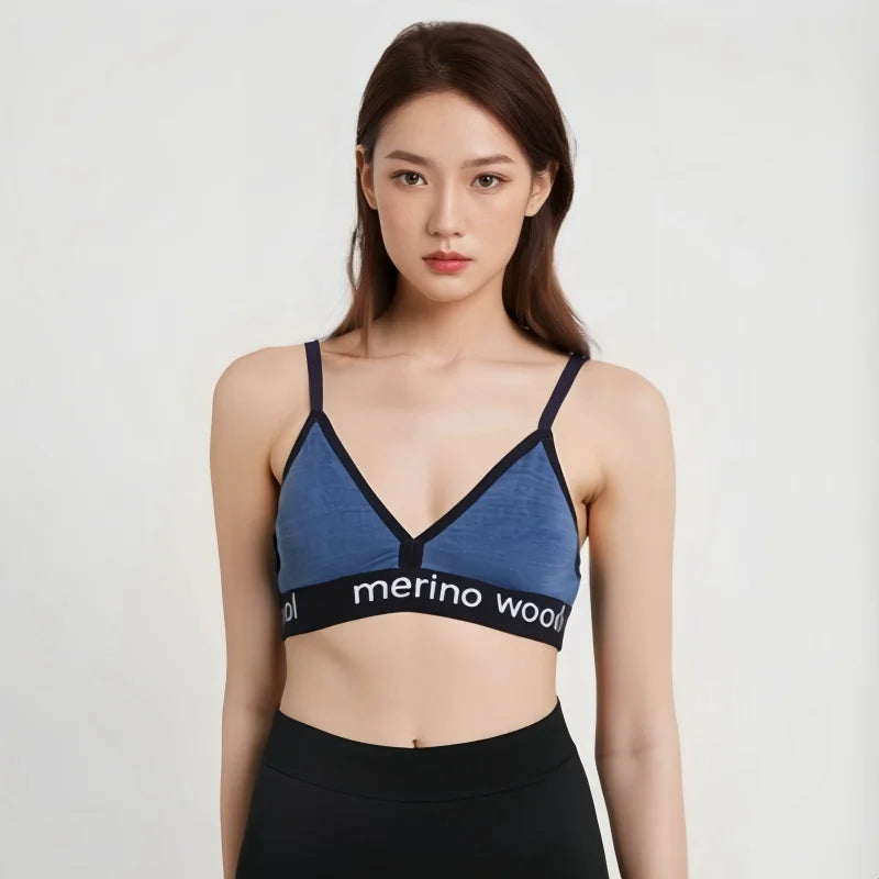 Women's Merino Wool Sports Bras Adjustable Seamless Bra for Women Unlined Bralette Yoga Bra Lingerie Solf Moisture Wicking