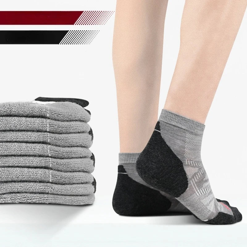 Men Women 90% Merino Wool Ankle Socks Athletic Hiking Running Compression Support Anti-blister Cushion Low Cut Socks 3 Pairs